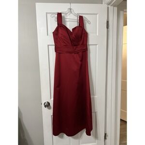 Damas Womens Bride Size L Red Floor‎ Length Formal Gown Prom Elegant Tie Back